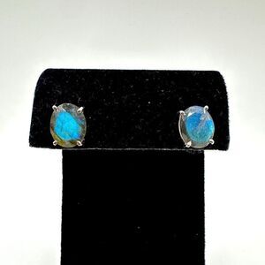 NWOT 8x10mm faceted labradorite stud earrings in sterling silver!
